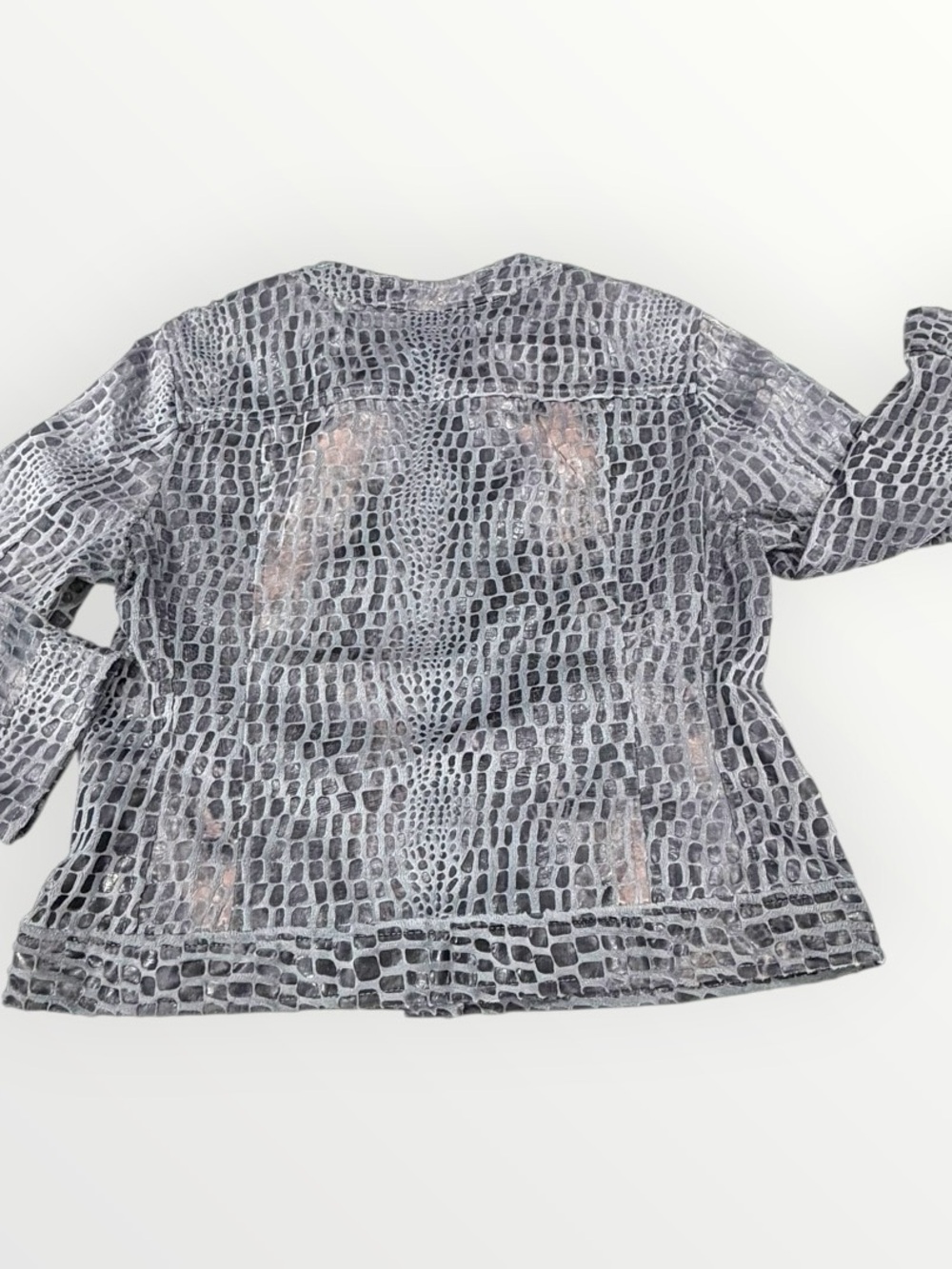Ruby Rd Croc-Embossed Gray Women’s Jacket - Picture 3 of 12